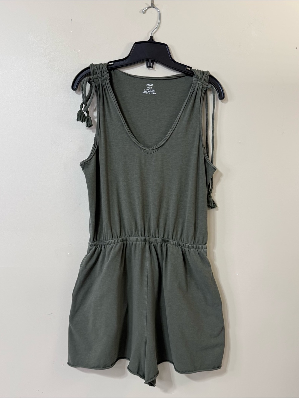 Aerie Pleated Romper Olive Green size Medium - Picture 7 of 16